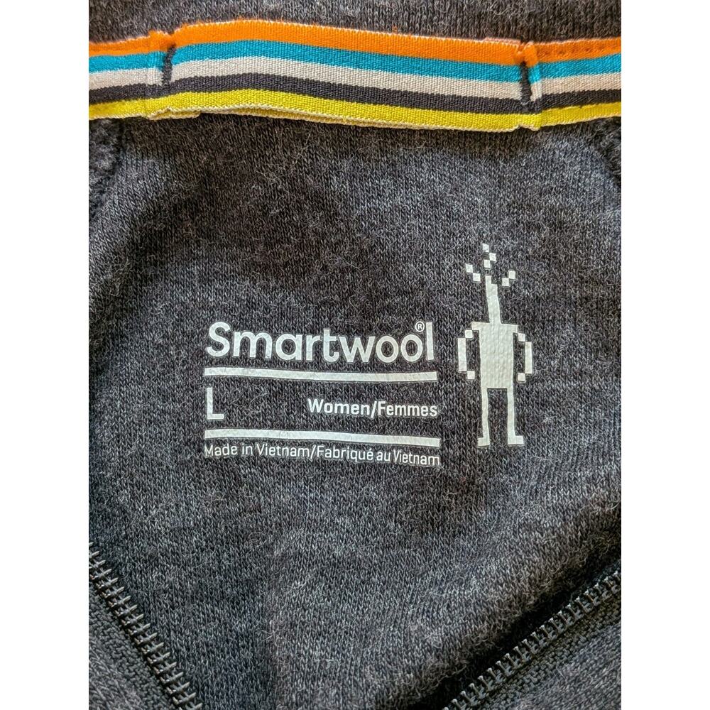 Smartwool Sweater Women Large Gray Merino 250 1/4 Zip Layer Hiking Outdoor - Picture 3 of 10